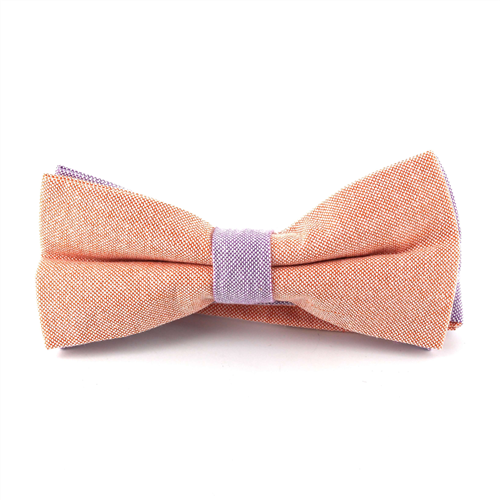 Nœud Papillon uni Oxford Orange et Lilas