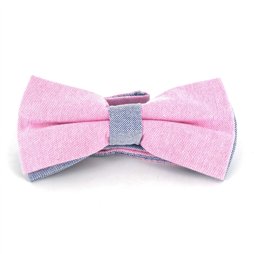 Nœud Papillon uni Oxford Rose et Bleu