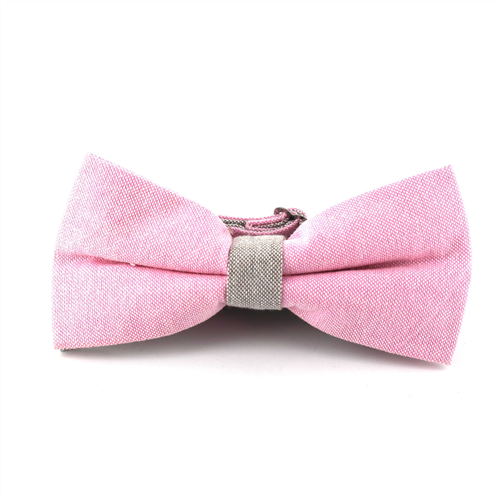 Nœud Papillon uni Oxford Rose et Gris
