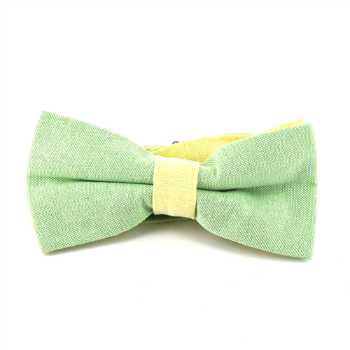 Nœud Papillon uni Oxford vert et jaune