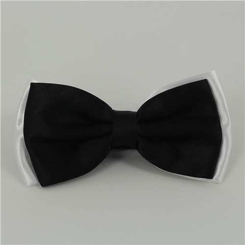 Nœud Papillon en satin blanc et noir uni