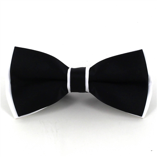 Nœud Papillon en satin blanc et noir uni