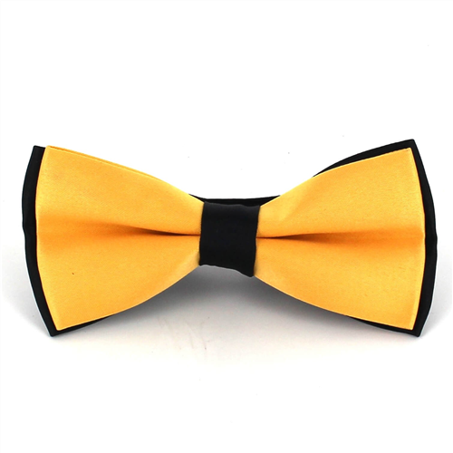 Nœud Papillon en satin noir et jaune uni