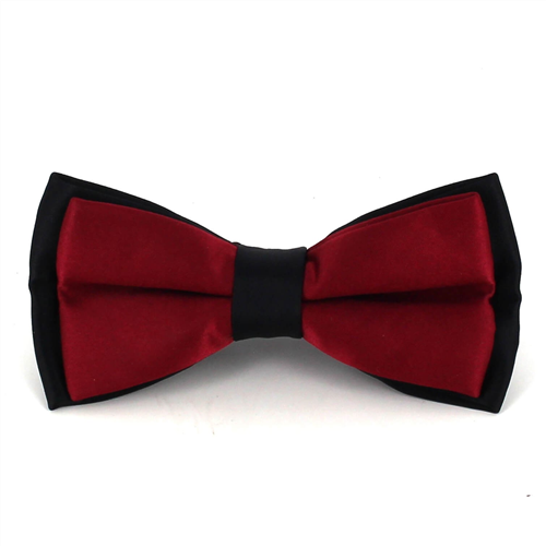 Nœud Papillon en satin noir et bordeaux