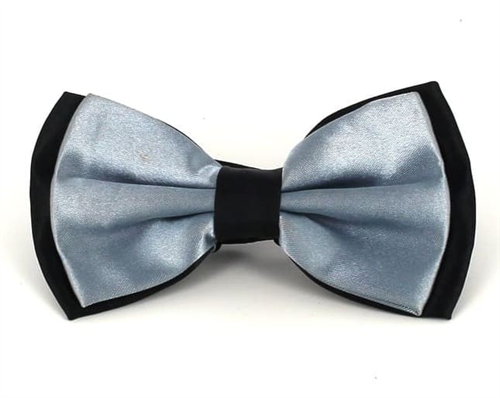 Nœud Papillon en satin noir et gris uni