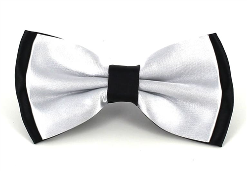 Nœud Papillon en satin noir et gris clair
