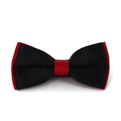 Nœud Papillon en satin rouge et noir uni