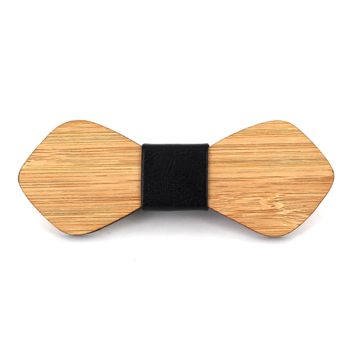 Nœud Papillon en bois de bambou et cuir