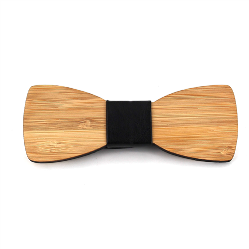 Nœud Papillon en bois de bambou et cuir