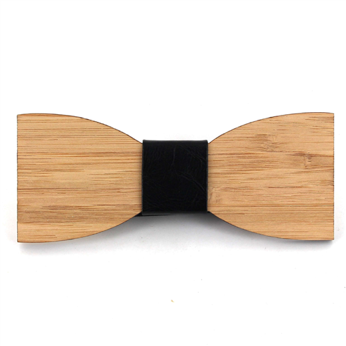 Nœud Papillon en bois de bambou et cuir
