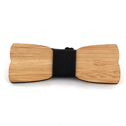 Nœud Papillon en bois de bambou et cuir