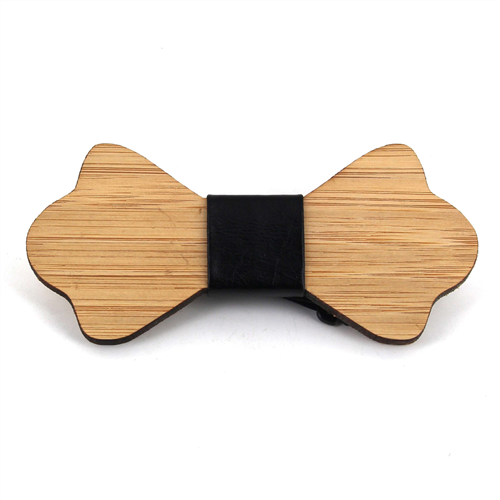 Nœud Papillon en bois de bambou et cuir