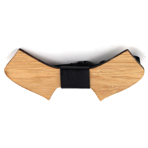 Nœud Papillon en bois de bambou et cuir