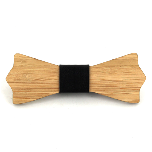 Nœud Papillon en bois de bambou et cuir