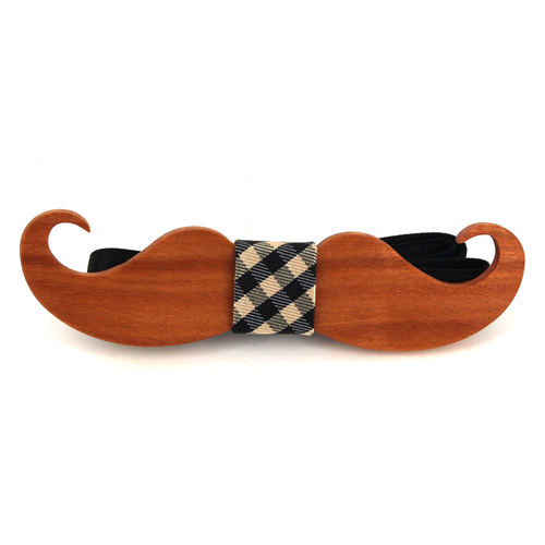 Nœud Papillon en bois moustache