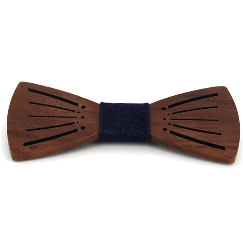 Nœud Papillon en bois à rayures creuses