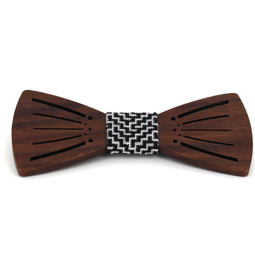 Nœud Papillon en bois à rayures creuses