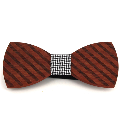 Nœud Papillon en bois à larges rayures