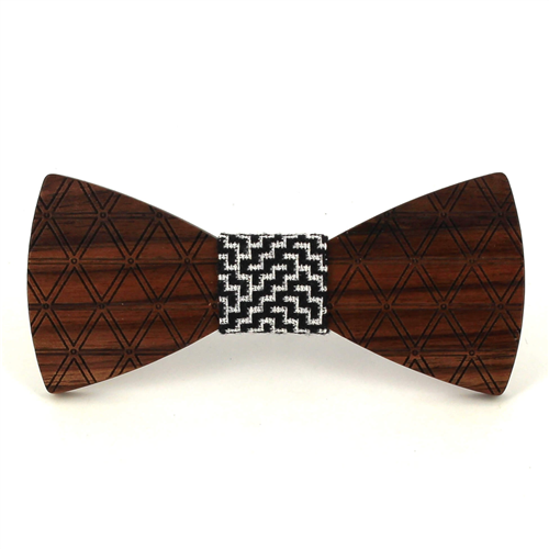 Nœud Papillon en bois à motifs losanges