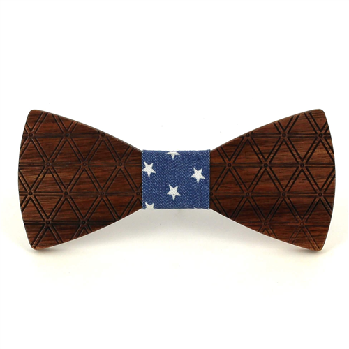 Nœud Papillon en bois à motifs losanges