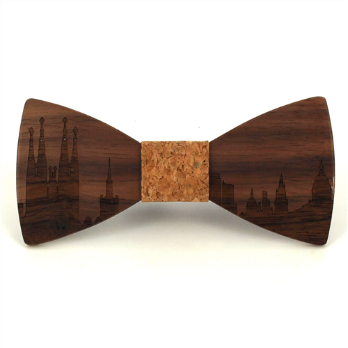 Nœud Papillon en bois Skyline Barcelone