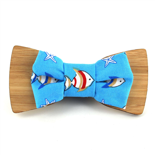 Nœud Papillon en bois tissu pois