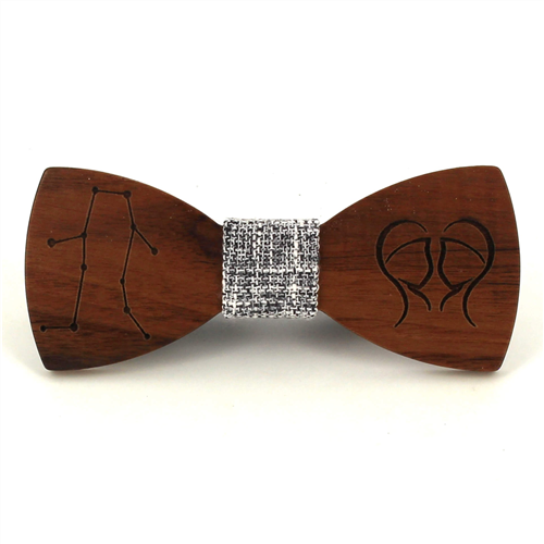 Nœud Papillon en bois Zodiaque Gémeaux