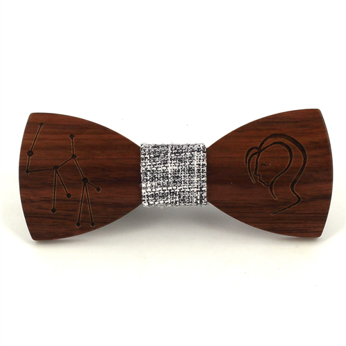 Nœud Papillon en bois signe du zodiaque Vierge