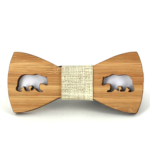 Nœud Papillon Enfants Bambou Creux Ours