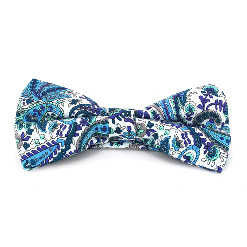 Nœud Papillon Paisley Blanc et Bleu