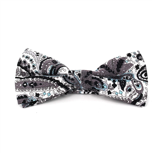 Nœud Papillon Paisley Blanc et Noir