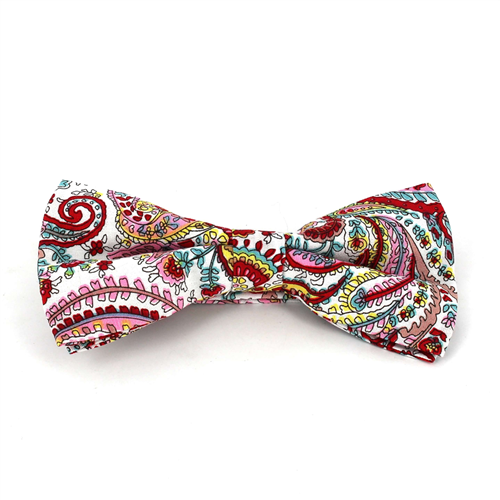 Nœud Papillon Paisley Blanc et Rouge