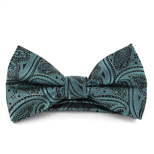 Nœud Papillon Paisley Émeraude et Noir