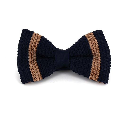 Nœud Papillon à pois bleu marine à rayures marron