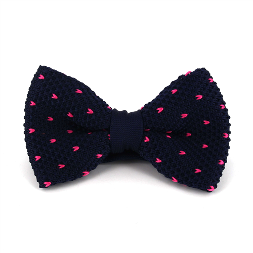 Nœud Papillon en point bleu avec pois roses