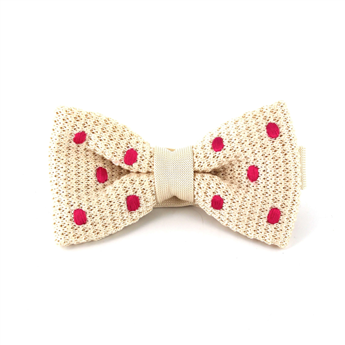 Nœud Papillon à pois beige et magenta