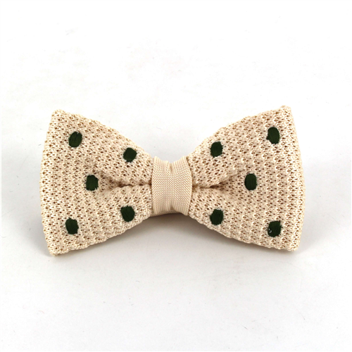 Nœud Papillon à pois beige et vert foncé