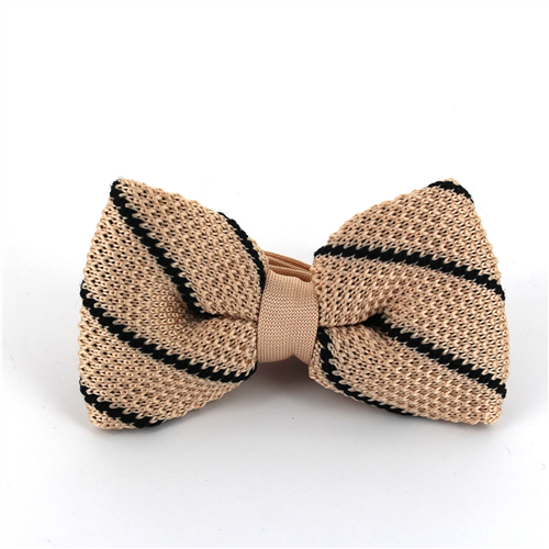 Nœud Papillon à pois beige à rayures noires