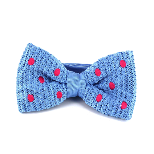 Nœud Papillon à pois bleu ciel et magenta