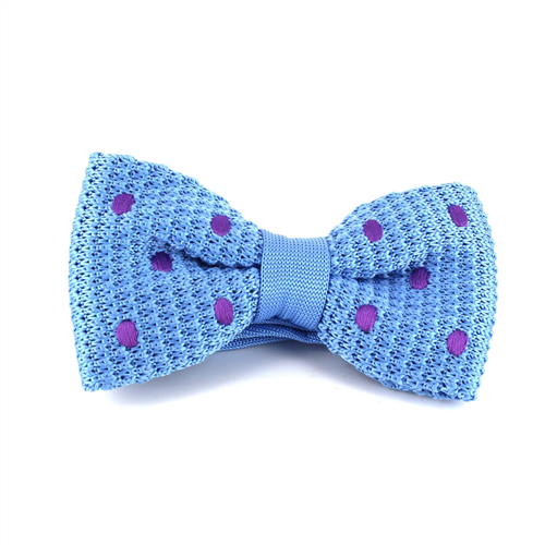 Nœud Papillon à pois bleu ciel et pois violets