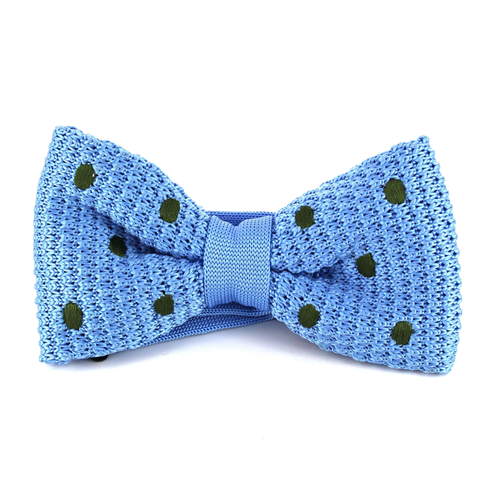 Nœud Papillon à pois vert foncé sur fond bleu clair