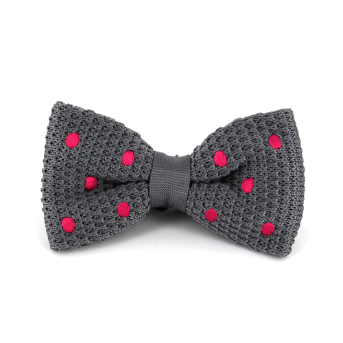 Nœud Papillon à pois gris et magenta