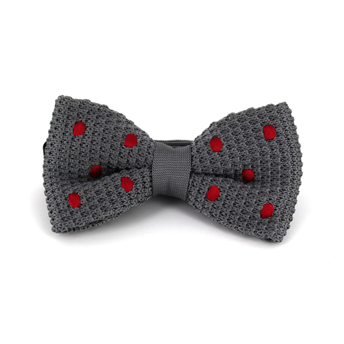Nœud Papillon en point gris à pois rouges