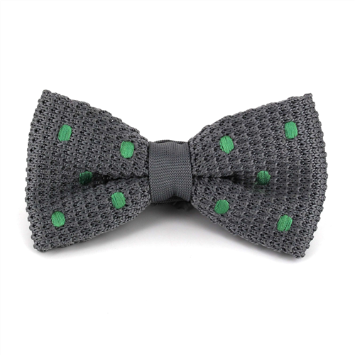 Nœud Papillon en point gris à pois verts