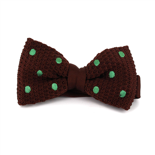 Nœud Papillon à pois marron avec des pois verts