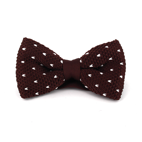 Nœud Papillon en point marron avec des pois blancs