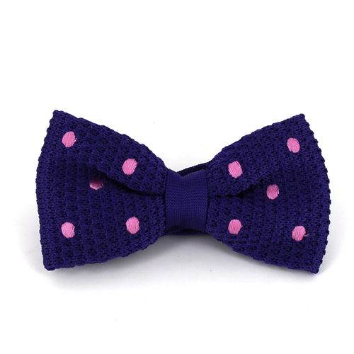 Nœud Papillon en point violet à pois roses