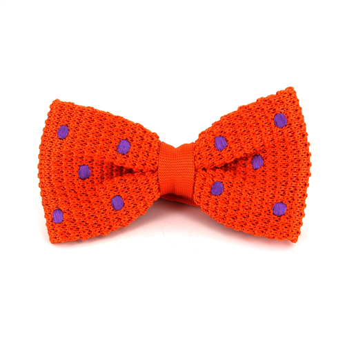 Nœud Papillon à pois orange avec des pois violets