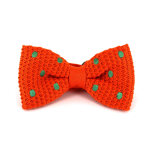 Nœud Papillon à pois orange avec des pois verts