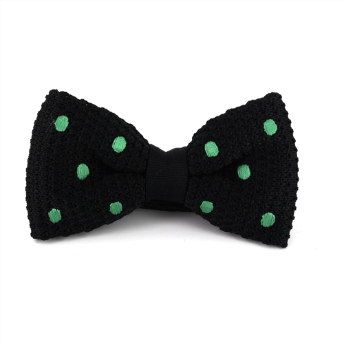 Nœud Papillon en point noir à pois verts
